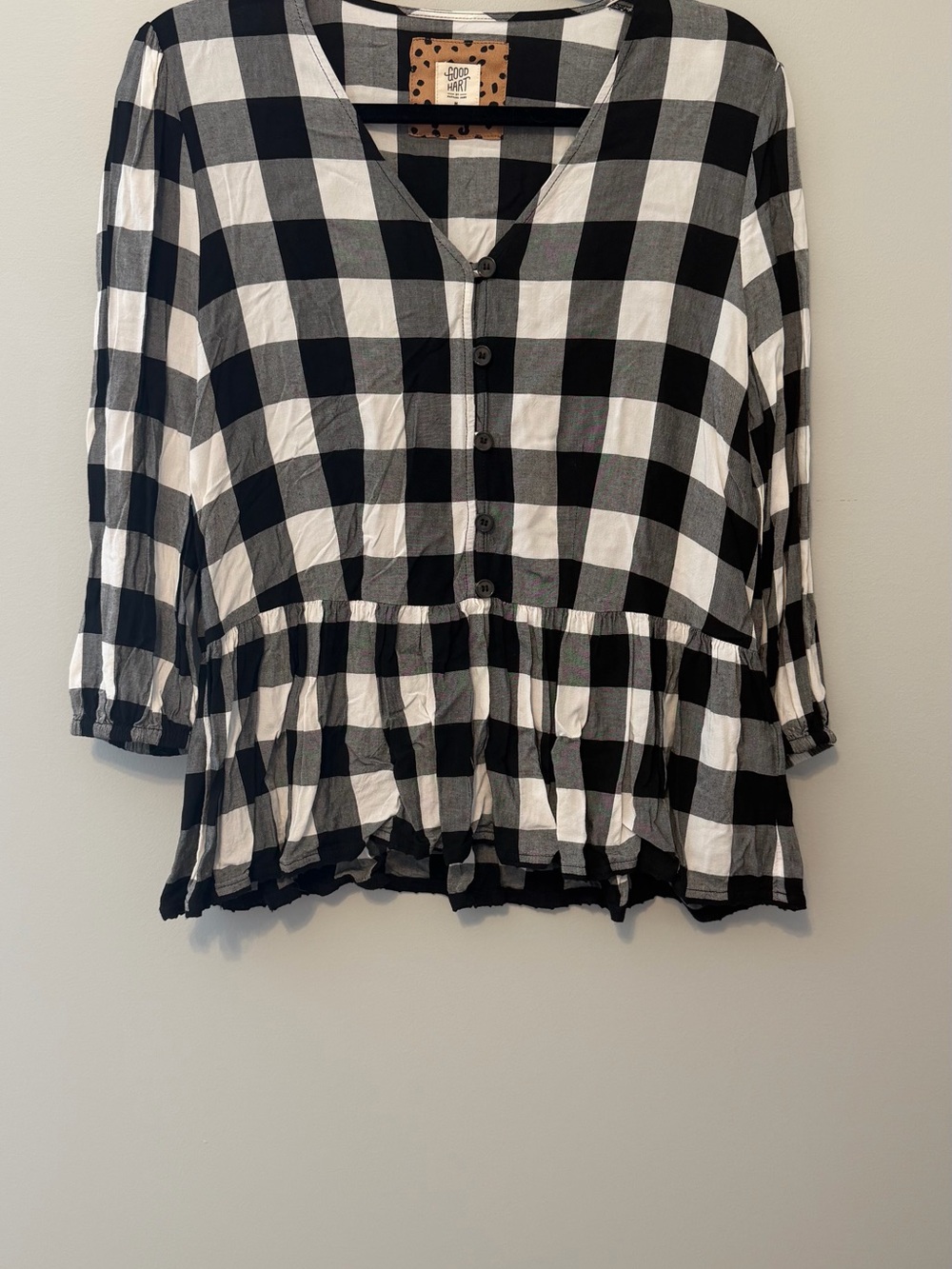 Good Hart by Matilda Jane Buffalo Plaid Peplum Top Medium